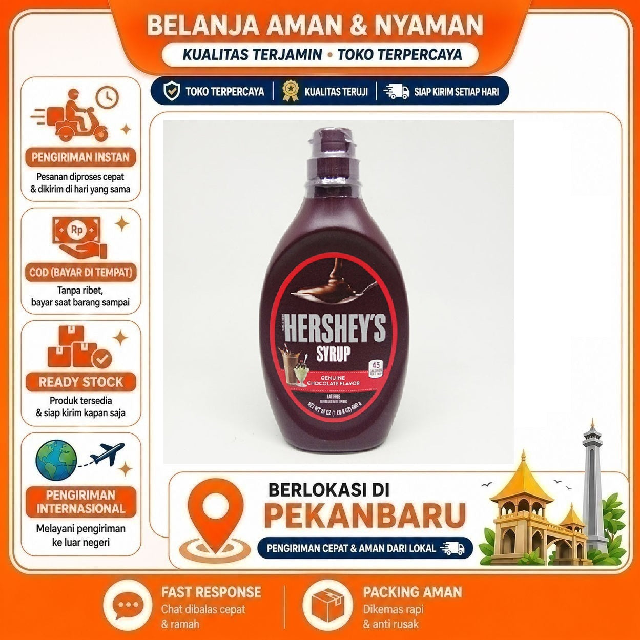 [SDW] pekanbaru/623 Gram Hershey's Syrup Chocolate Flavour Saus Cokelat Saos Coklat Choco Sauce 623g