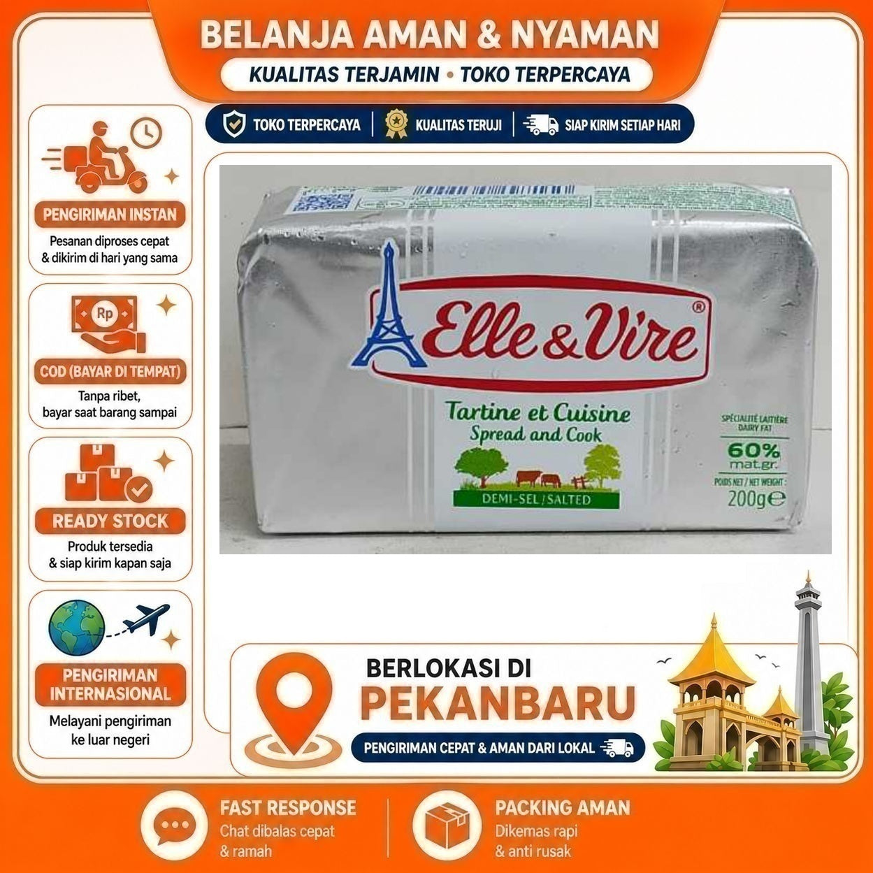 [SDW] pekanbaru/200 gr Elle & Vire Salted Butter Spread and Cook Mentega Asin Kebutuhan Memasak Kue