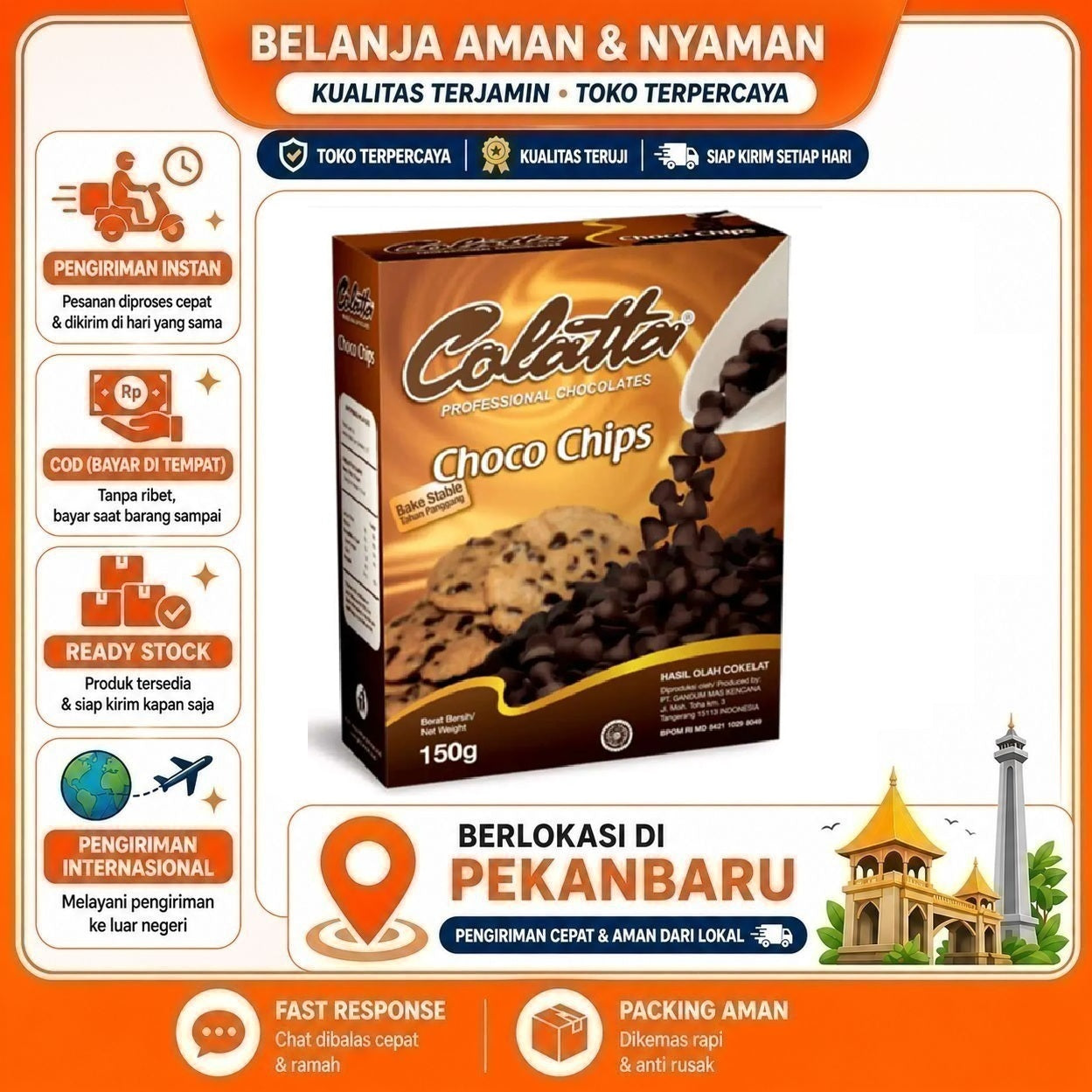 [SDW] pekanbaru/Choco Chips Colatta 150 Gr - Tahan Panas, Rasa Cokelat, Tidak Mudah Meleleh Halal