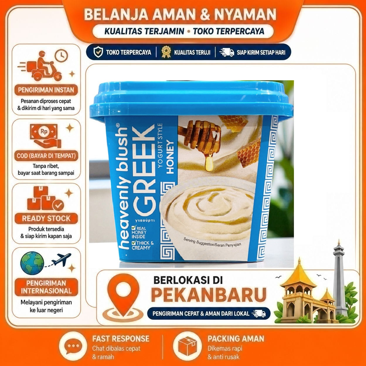 [SDW] pekanbaru/300 gr Heavenly Blush Greek Yogurt Honey Flavour Yoghurt Rasa Madu Bergizi Sehat Enak