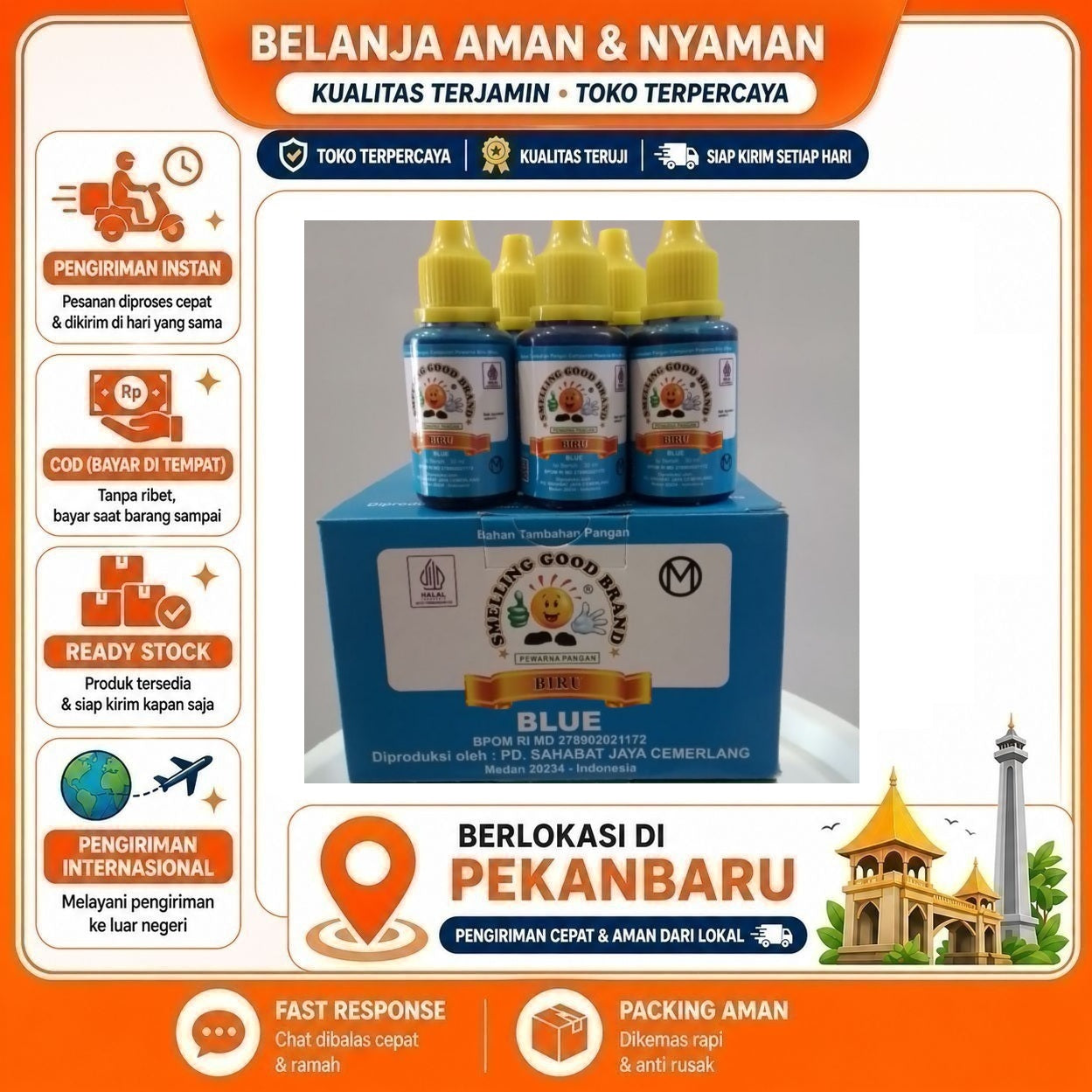 [SDW] pekanbaru/30ml Smelling Good Brand Pewarna Pangan Biru Blue Halal Campuran Makanan Kue Cake