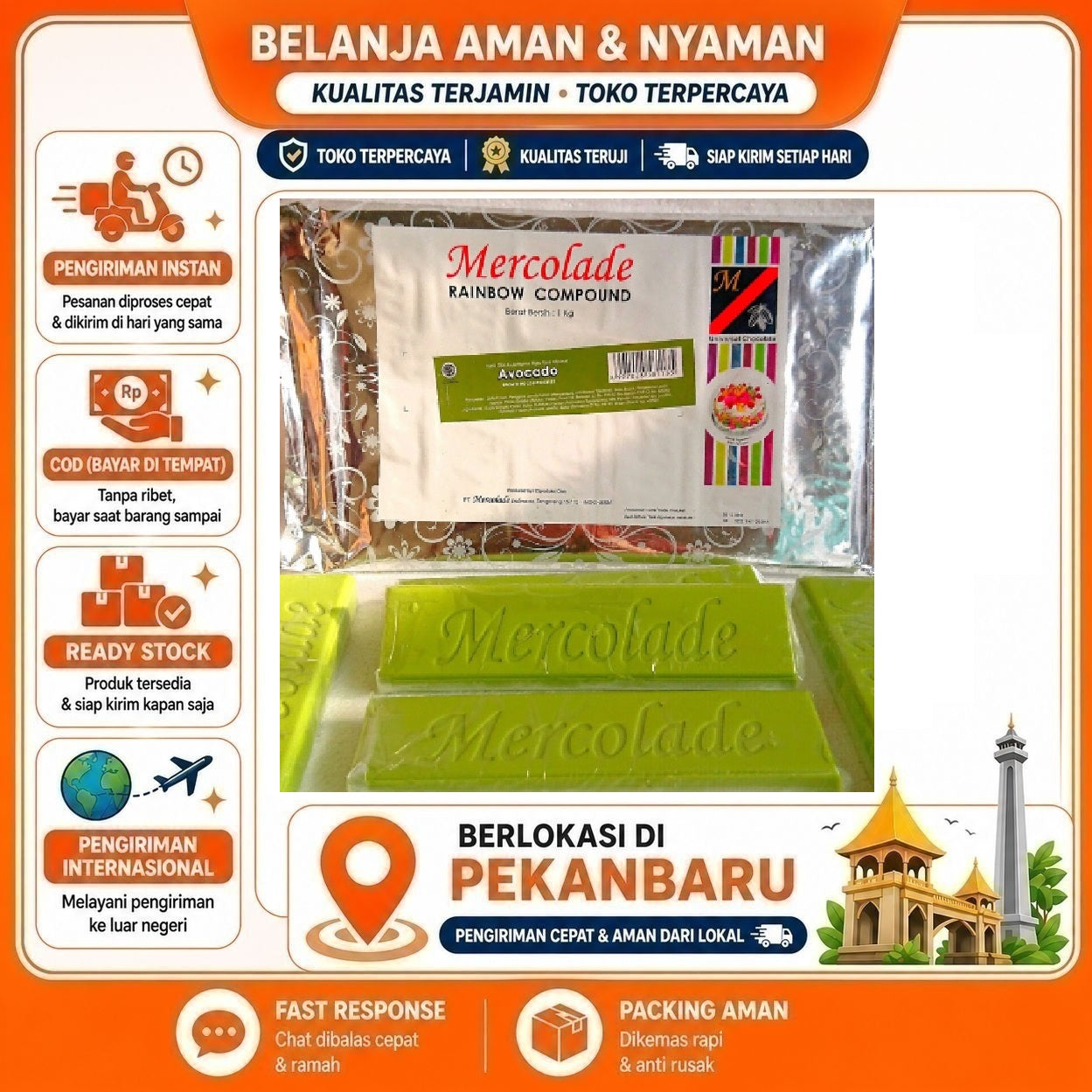 [SDW] pekanbaru/Mercolade Avocado 1 Batang Rainbow Compound Potongan Rasa Alpukat Bahan Kue Cake