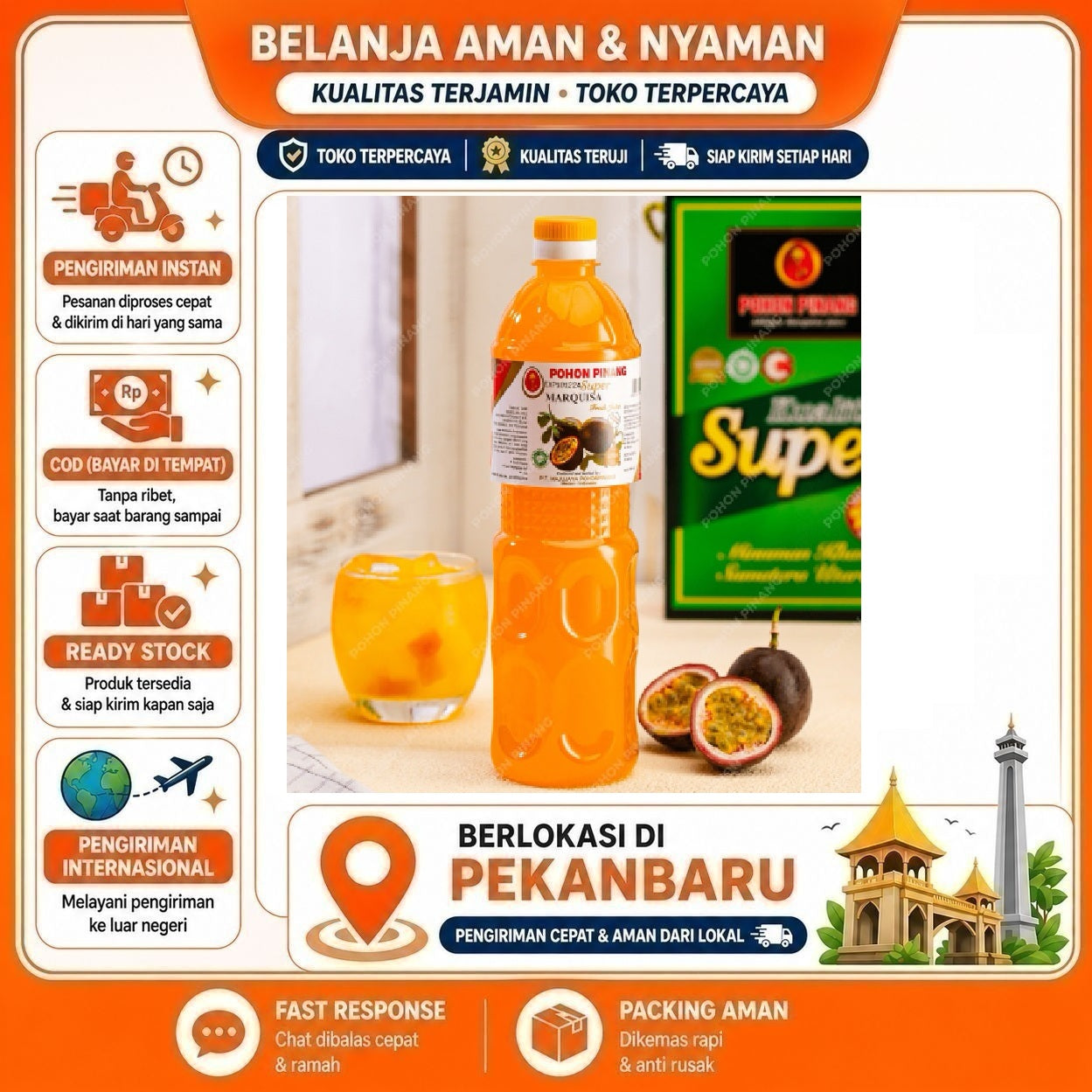 [SDW] pekanbaru/1 Liter Sirup Markisa Pohon Pinang Super Quality Passion Fruit Syrup Bahan Minuman