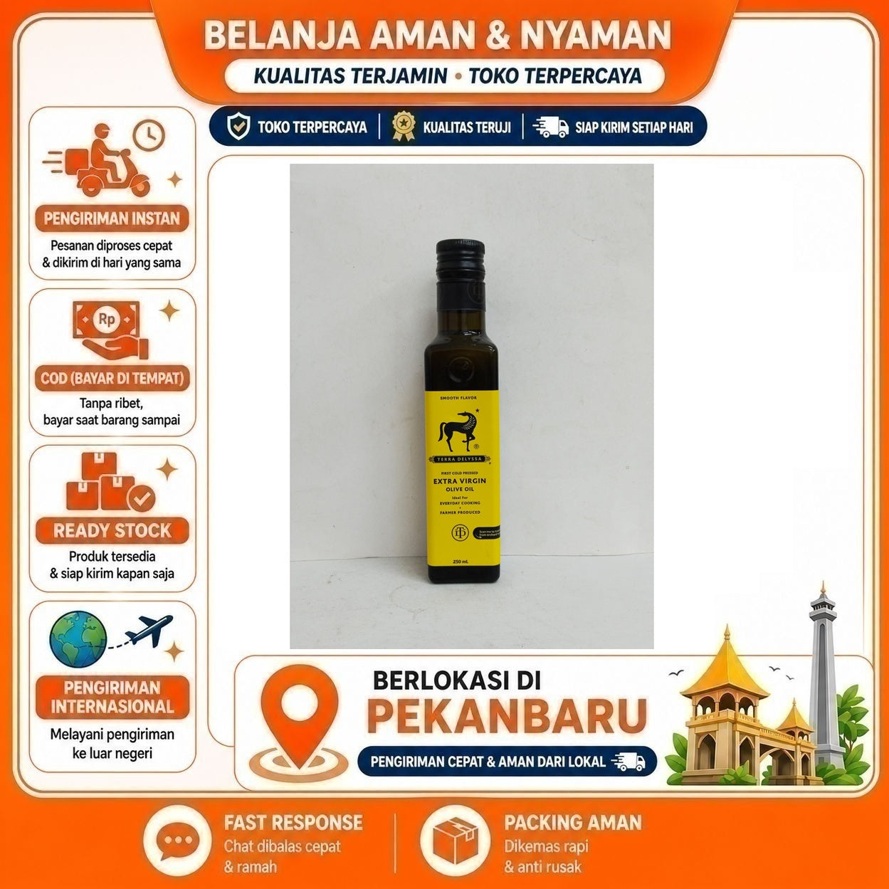 [SDW] pekanbaru/250ml Terra Delysa Extra Virgin Olive Oil Cold Pressed Minyak Zaitun Smooth Flavor