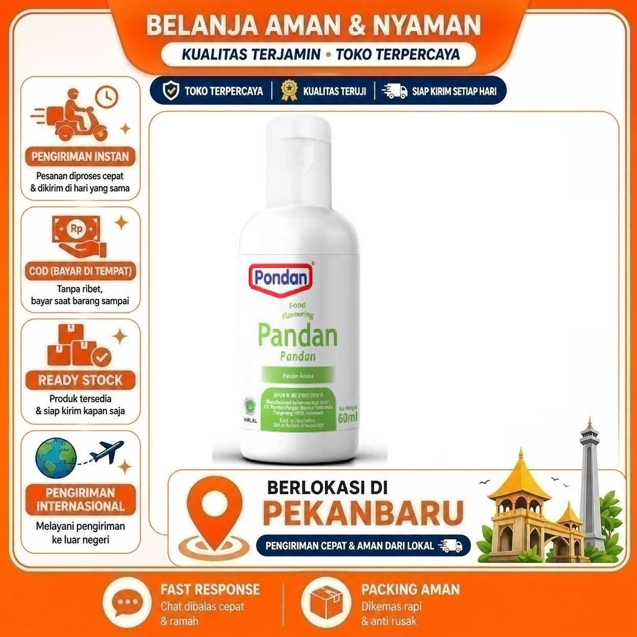 [SDW] pekanbaru/60ml Pondan Food Flavouring Rasa Pandan Bahan Campuran Perisa & Pewarna Makanan Kue