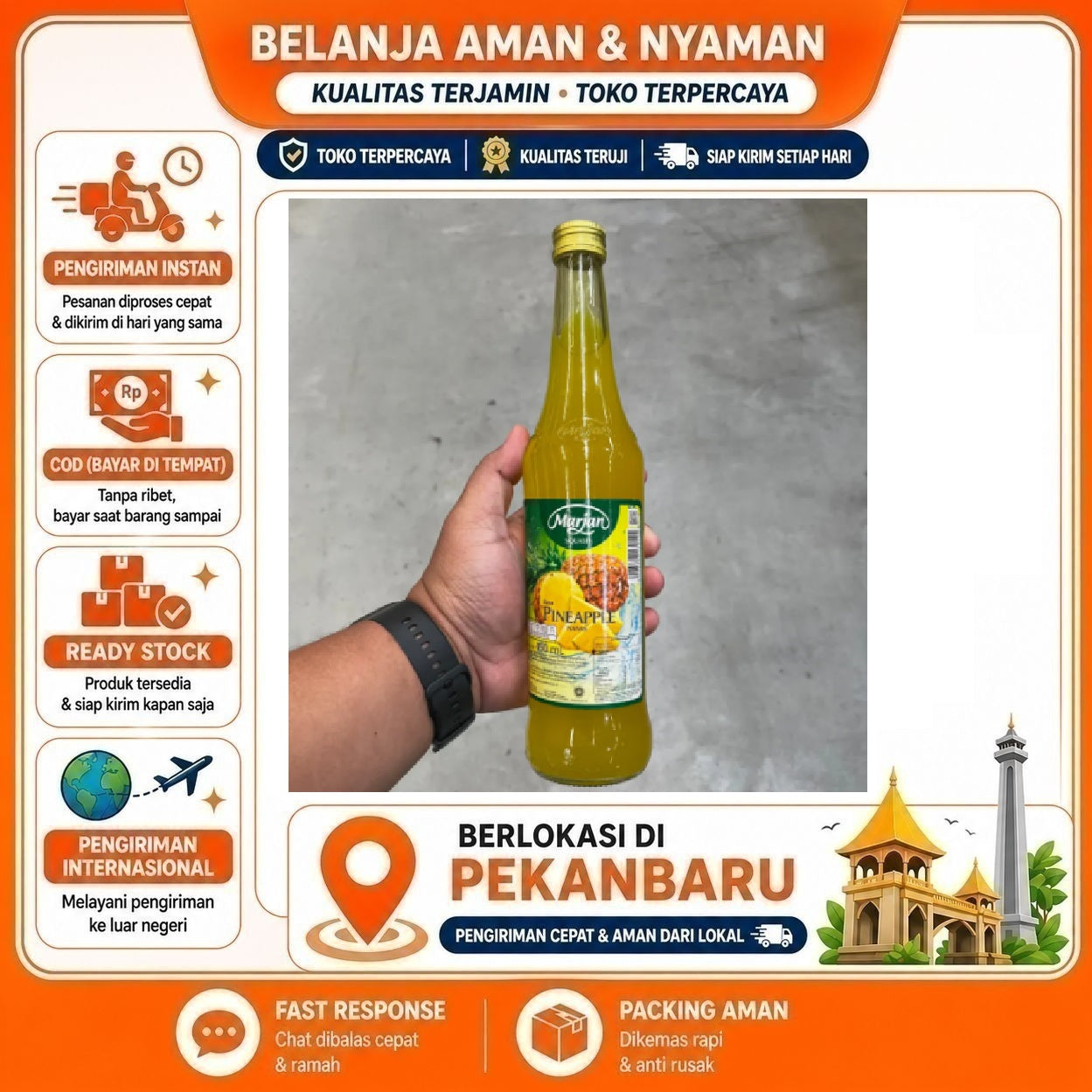 [SDW] pekanbaru/400ml Marjan Squash Sirup Rasa Buah Nanas Bahan Minuman Pineapple Syrup Kemasan Enak