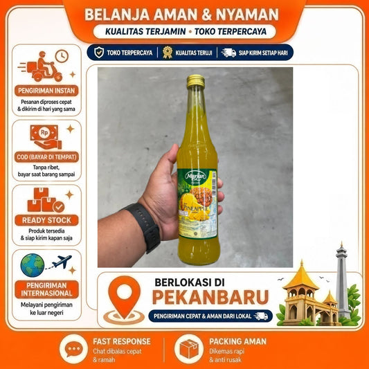 Pekanbaru 400ml Marjan Squash Sirup Rasa Buah Nanas Bahan Minuman Pineapple Syrup Kemasan Enak