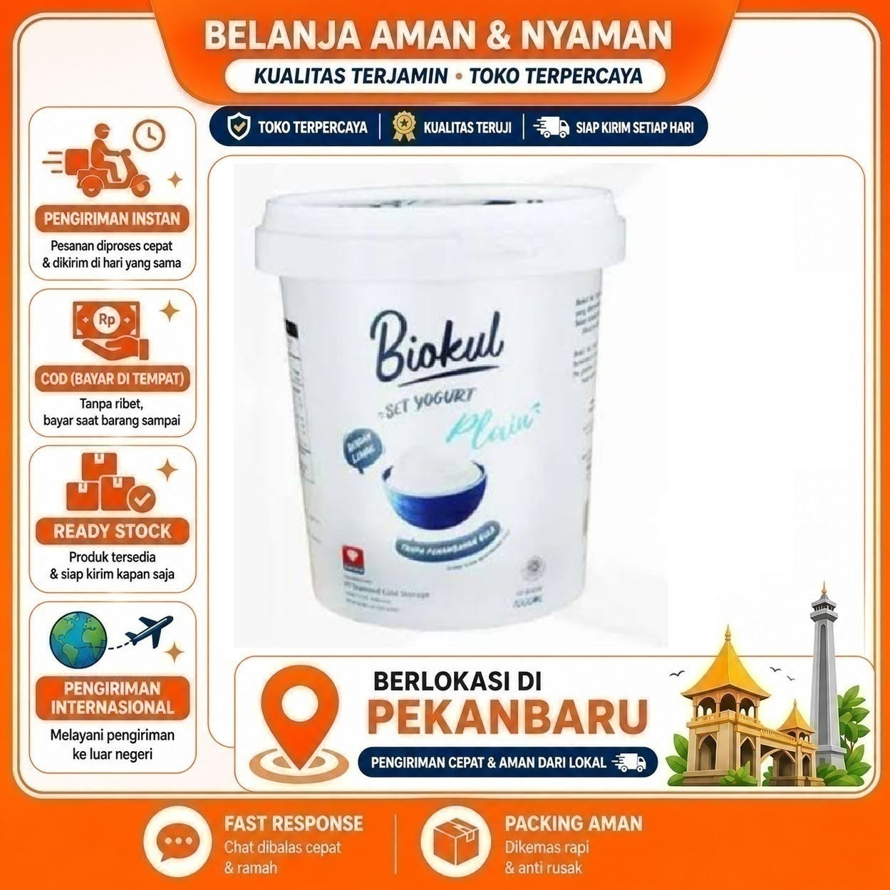 [SDW] pekanbaru/1 kg Biokul Set Yogurt Plain Rendah Lemak Tanpa Tambahan Gula No Added Sugar Halal