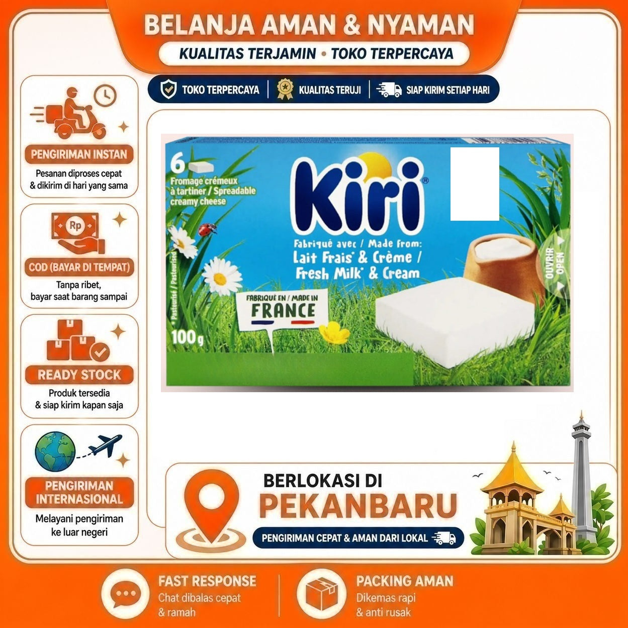 [SDW] pekanbaru/100 gr Kiri Cream Cheese Creamy Made From Fresh Milk Krim Keju Dari Susu Segar Halal