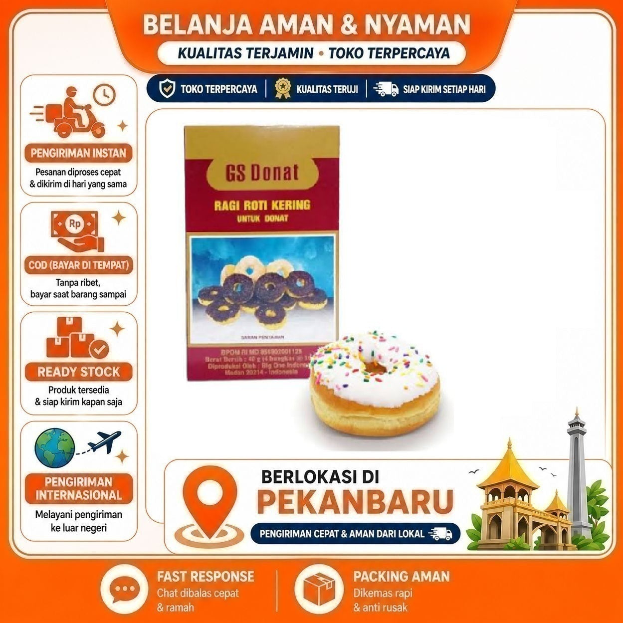 [SDW] pekanbaru/4 Saset GS Donat Ragi Roti Kering Untuk Donut Yeast Bahan Baking Kue Cake Mix Halal