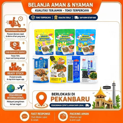Java Super Food Miyeok Potong Dried Wakame Cut Rumput Laut Potong Tanpa MSG / Aonori Seaweed Flakes