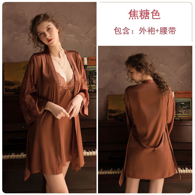 Pekanbaru D-113 One Set Dress Kimono + Belt Baju Wanita Satin Quality Super Premium