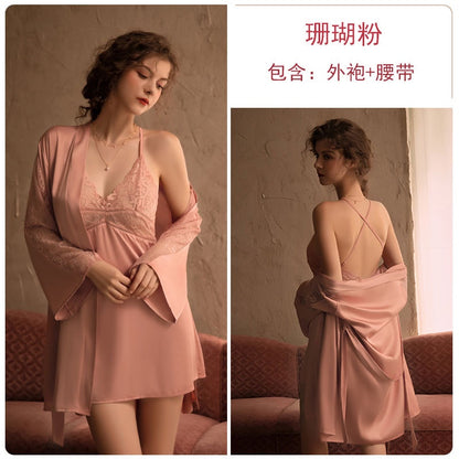 Pekanbaru D-113 One Set Dress Kimono + Belt Baju Wanita Satin Quality Super Premium