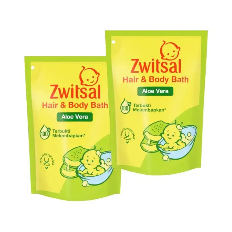 Pekanbaru Zwitsal Hair & Body Bath Aloe Vera 2X600Ml Pouch